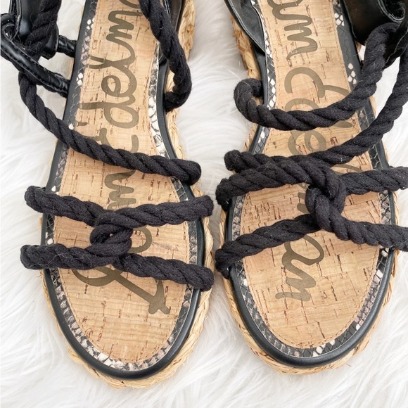 Sam Edelman Black Cristan Rope Espadrilles Sandals Size 9 - Picture 4 of 11